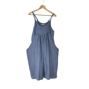 Marna Blue Adjustable Strap Pockets Romper‎ Boho Lagenlook Sustainable
